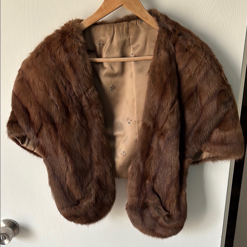 Elegant Brown Fur Shawl